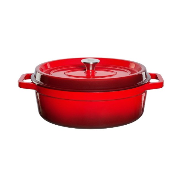 Cazuela ovalada con tapa, 5,6 l, roja