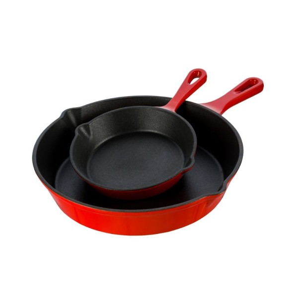 Sartén de hierro fundido esmaltado de 25 cm, roja